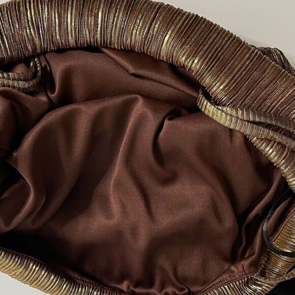 Forever 21 XXI Gold Plisse Blouson Mini Dress - Medium - Picture 8 of 10